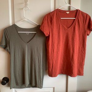 J Crew V-Neck Cotton T-shirts - Fall Duo